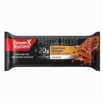 Baton proteic cu alune si nouga Protein Deluxe, 55g, Power System