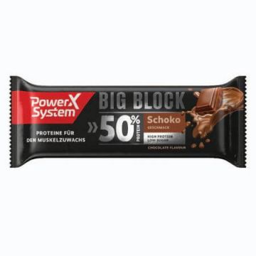 Baton proteic cu ciocolata Big Block, 100g, Power system