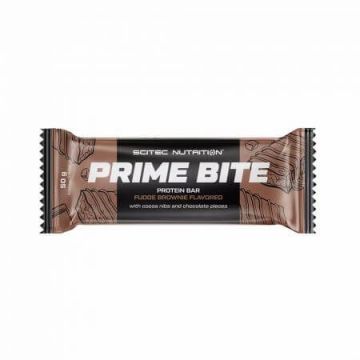 Baton proteic Prime Bite, Fudge brownie, 50 g, Scitec Nutrition