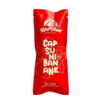 Baton raw vegan cu capsuni si banane, 45 g, Tata Vlad