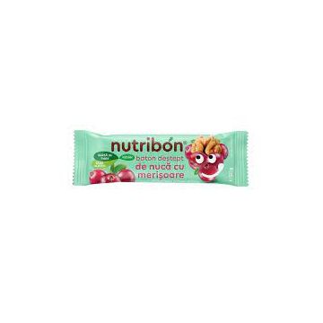 Baton vegan fara gluten de nuca cu merisoare, 30g, Nutribon