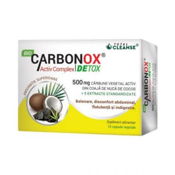 Bio Carbonox Activ Complex Detox, 500 mg, 10 capsule vegetale, Cosmo Pharm
