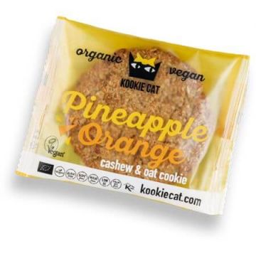 Biscuite bio cu ananas si portocale fara gluten, 50 g, Kookie Cat