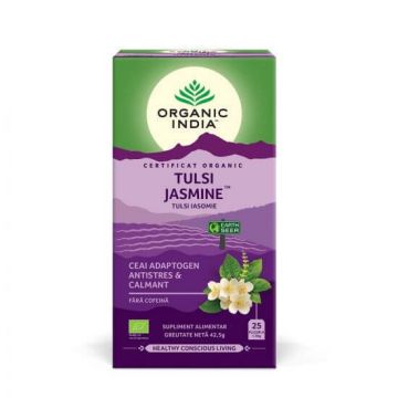 Ceai Adaptogen Tulsi Iasomie, 25 plicuri, Organic India