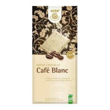 Ciocolata alba Bio cu cafea Cafe Blanc, 100 g, Gepa