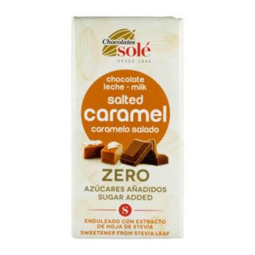 Ciocolata cu lapte si caramel sarat indulcita cu stevie, 100 g, Chocolates Sole