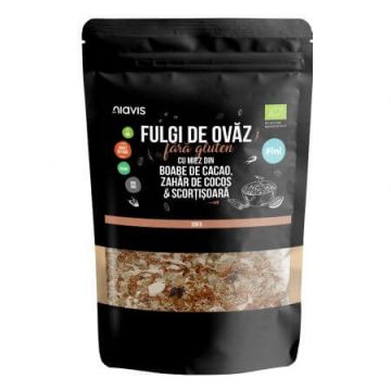 Fulgi de ovaz fini cu miez din boabe de cacao, zahar de cocos si scortisoara eco, 200 g, Niavis