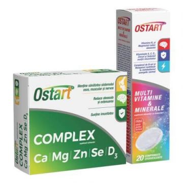 Pachet Ostart Complex, 30 comprimate + Ostart Multivitamine si Minerale, 20 omprimate, Fiterman Pharma