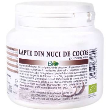Pulbere eco din nuca de cocos, 200g, Managis