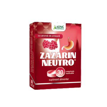 Zazarin Neutro cu aroma de zmeura, 30 comprimate masticabile, Adya Green Pharma