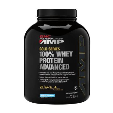 Gnc Amp Gold Series 100% Whey Protein Advanced, Proteina Din Zer, Cu Aroma De Vanilie, 2227.5 G