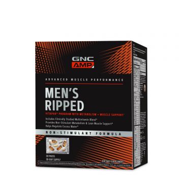 Gnc Amp Men's Ripped Vitapak Complex De Multivitamine Pentru Barbati- Non Stimulant, 30 Pachetele
