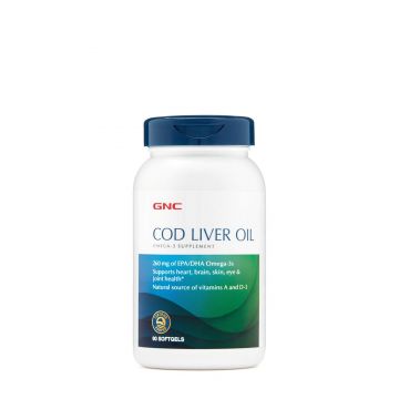 Gnc Cod Liver Oil, Ulei Triplu Din Ficat De Cod, 90 Cps