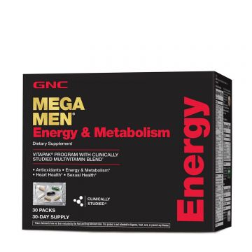 Gnc Mega Men Energy & Metabolism Vitapak Program, Complex De Multivitamine Pentru Barbati, Energie Si Metabolism, 30 Pliculete