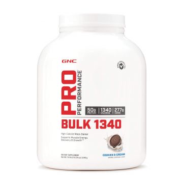 Gnc Pro Performance Bulk 1340, Gainer Cu Proteina Si Carbohidrati, Cu Aroma De Biscuiti Si Frisca, 3240 G