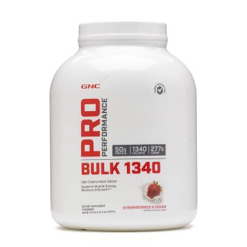 Gnc Pro Performance Bulk 1340, Gainer Cu Proteina Si Carbohidrati, Cu Aroma De Capsuni, 3294 G