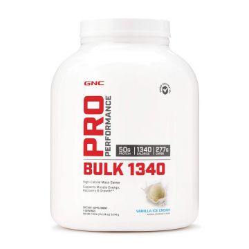 Gnc Pro Performance Bulk 1340, Gainer Cu Proteina Si Carbohidrati, Cu Aroma Vanilie, 3294 G