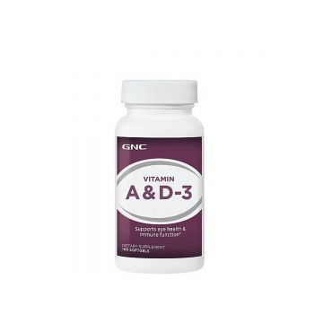 Gnc Vitamin A & D-3, Vitamina A 5000 Ui Si Vitamina D-3 Naturala 100% Din Lanolina 400 Ui , 100 Cps