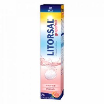 Litorsal electroliţi cu aroma de grapefruit, 24 comprimate efervescente, Zdrovit