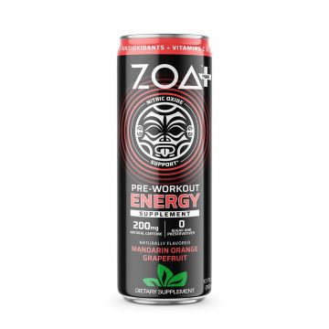 Zoa + Pre-workout Energy Drink Zero Sugar, Bautura Energizanta Fara Zahar Cu Aroma De Mandarine Si Grapefruit, 355 Ml