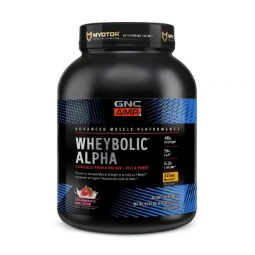 Gnc Amp Wheybolic Alpha Myotor, Proteina Din Zer Cu Aroma De Capsuni Si Frisca, 1271.6 G