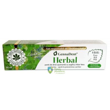 Pasta de dinti GennaDent Herbal cu argila si Aloe 80 ml