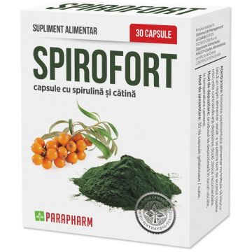 Spirofort capsule cu spirulina si catina 30 capsule Spirofort capsule cu spirulina si catina 30 capsule
