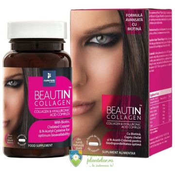 Beautin Collagen cu Acid Hialuronic si Biotina 30 capsule