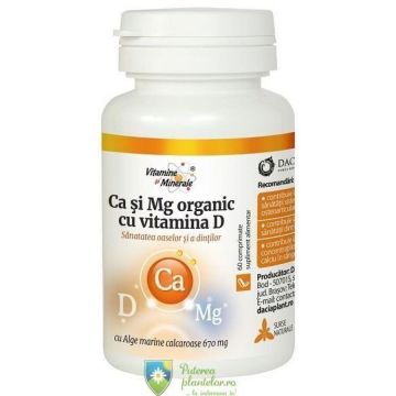 Calciu si magneziu organic cu vitamina D 60 comprimate Calciu si magneziu organic cu vitamina D 60 comprimate