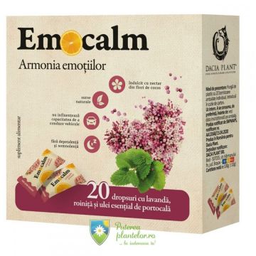 Emocalm Drops cu lavanda si roinita fara zahar 20 bomboane