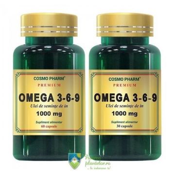 Omega 3 6 9 Ulei seminte in 1000mg 60 capsule + 30 capsule Gratis