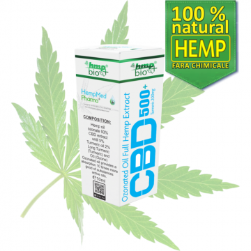 Ulei Ozonat Full extract de Canepa cu CBD 500mg Turmeric 200mg 10 ml