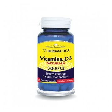 Vitamina D3 naturala 3000 UI - 60 capsule