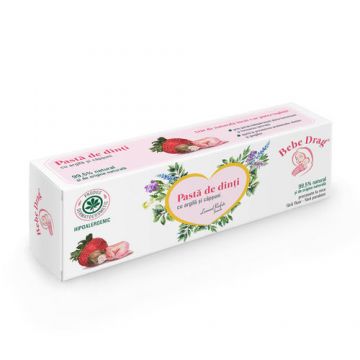 Bebe Drag Pastă de Dinţi cu Argilă Desilicată și Căpșuni, 50ml | Vivanatura
