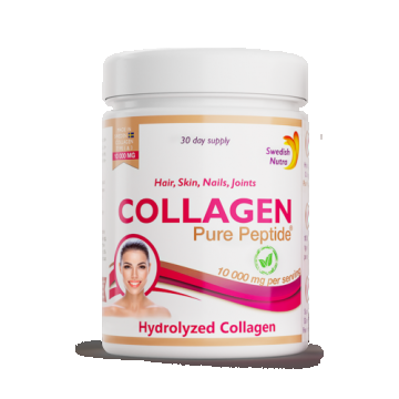 Colagen Hidrolizat Pulbere 10.000Mg Tip 1 si 3 Super Concentrat - 100% Natural, 300g| Swedish Nutra