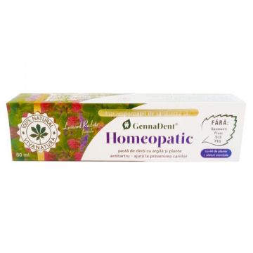 Gennadent Homeopatic Pastă de Dinți cu Argilă și Plante, 80ml | Vivanatura