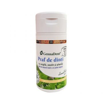 GennaDent Praf de Dinti 100% Natural cu Argilă, Zeolit și Plante, 75g | Vivanatura