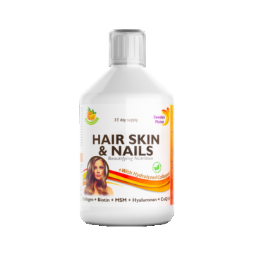 Hair Skin & Nails – Colagen Lichid Hidrolizat 1000mg + 27 Ingrediente Active, 500 ml | Swedish Nutra