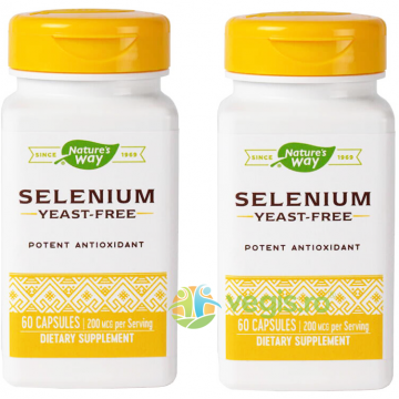 Pachet Selenium 200mcg 60cps+60cps Secom,