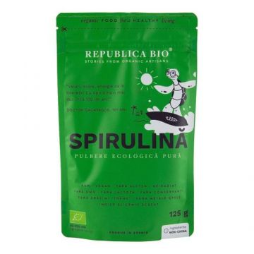 Spirulină, Pulbere Pură, 125g ECO| Republica BIO