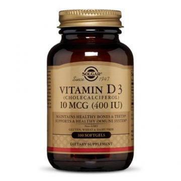 Vitamina D3 (Colecalciferol) 400IU, 100 capsule moi | Solgar
