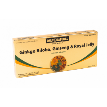 Ginkgo Biloba & Ginseng Royal Jelly - 10 fiole pentru uz oral