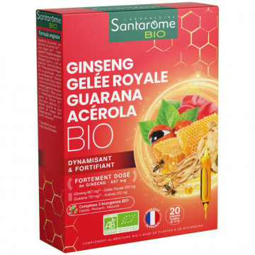 Ginseng Laptisor de matca, Gelee Royale Guarana Acerola Bio 20 fiole