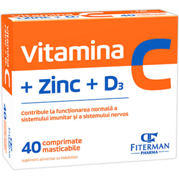 Vitamina C+Zn+D3, 40 comprimate masticabile