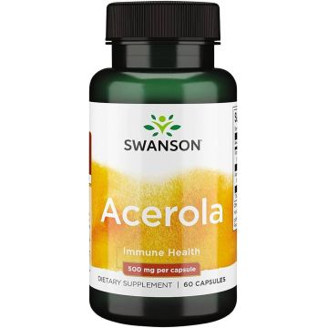 Acerola Cherry Extract 500 mg si Vitamina C Naturala, 125 mg, 60 capsule, Swanson