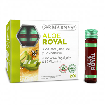 Aloe Royal cu Lăptișor de Matcă + Aloe Vera + 12 Vitamine, 20 Fiole, Marnys