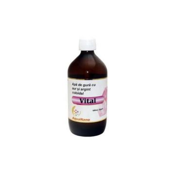 Apa de gura cu argint si aur coloidal Vital 12 ppm AquaNano, 500 ml, Sc Aghoras Invent