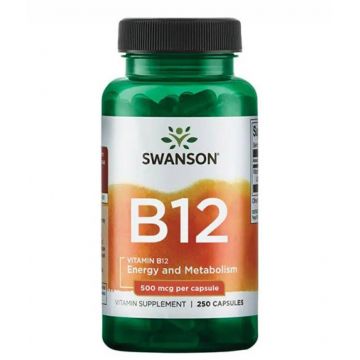 Ciancobalamina (Vitamina B12), 500 mcg, 250 capsule, Swanson