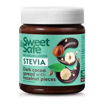 Cremă intensă de cacao și alune îndulcită cu stevia Sweet&Safe, 220 g, Sly Nutritia
