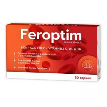 Feroptim cu aroma de ciocolata, 30 capsule masticabile, Zdrovit